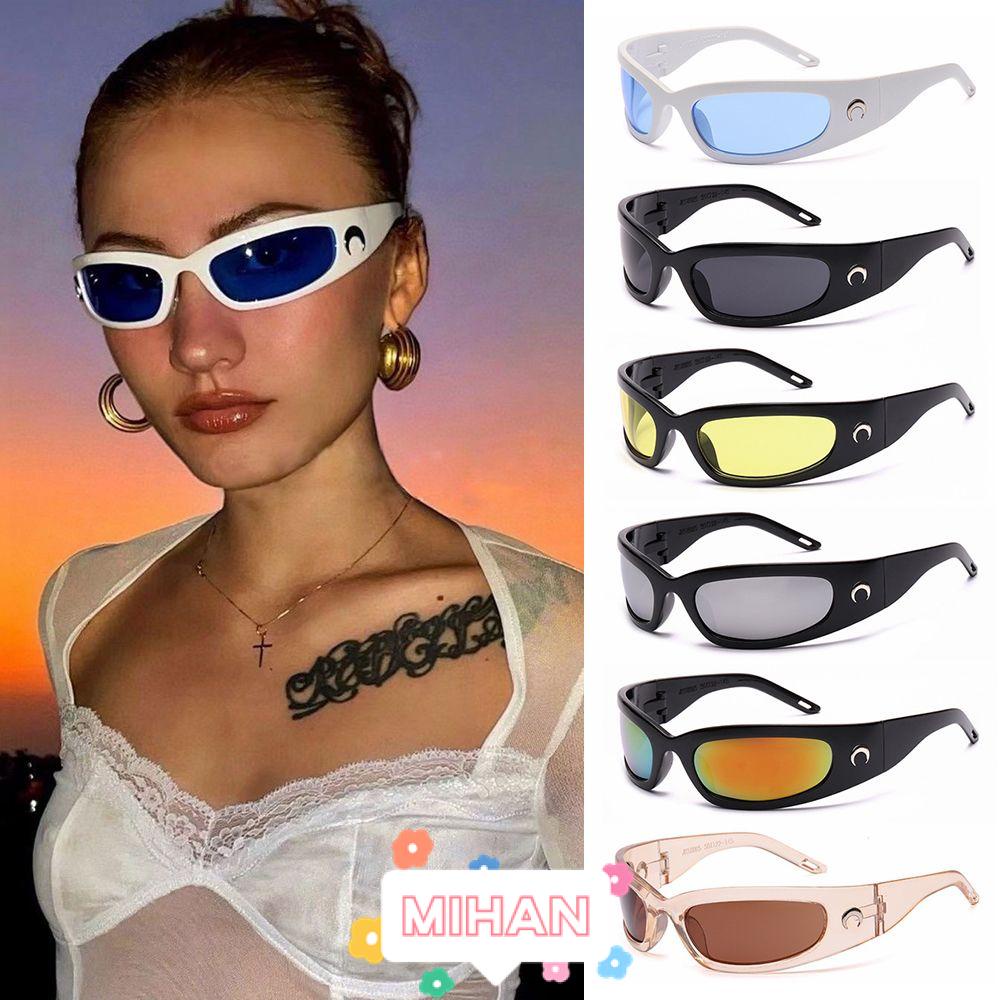 MIHAN Outdoor Moon Sunglasses Cycling Rectangular Sunglasses for Women Men Punk Sun Glasses UV400 Vintage Hip Hop Sports Sunglasses