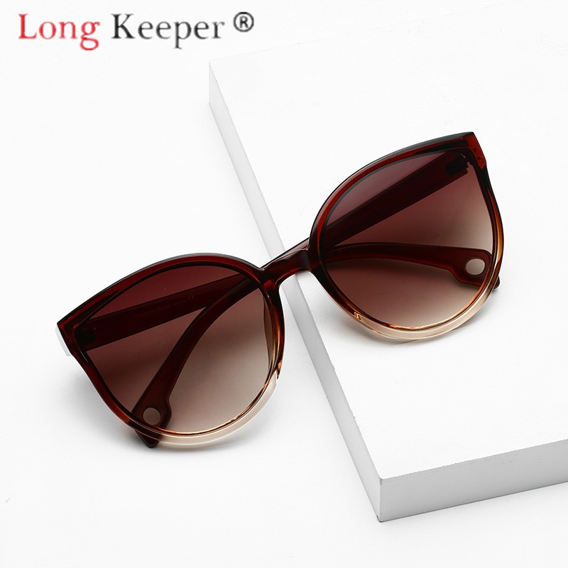 LongKeeper Sunglasses Cat Eye Women Men Sun Glasses Eyewear Eyeglasses Plastic Frame Clear Lens UV400 Shade Fashion Dri1