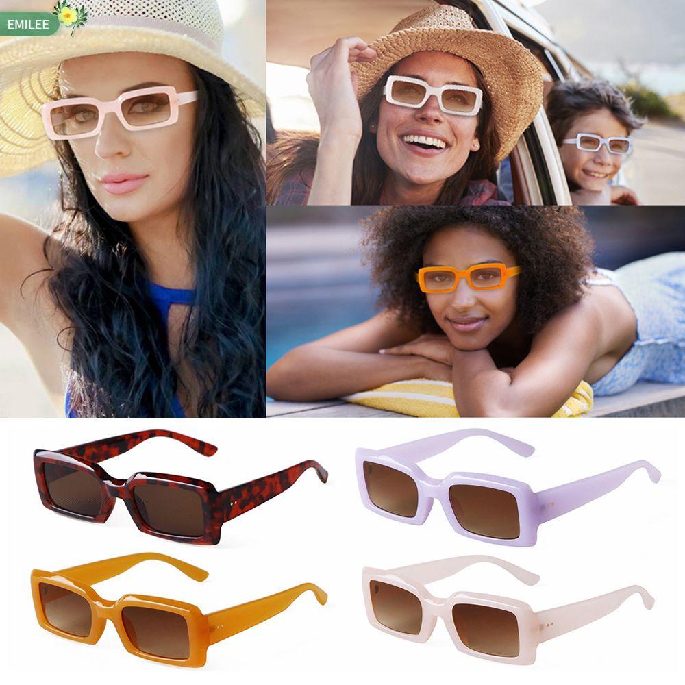 EMILEE Trendy Rectangle Sunglasses Narrow Glasses Sunglasses for Women Square Frame UV400 Protection Retro Eyewear Mens Shades