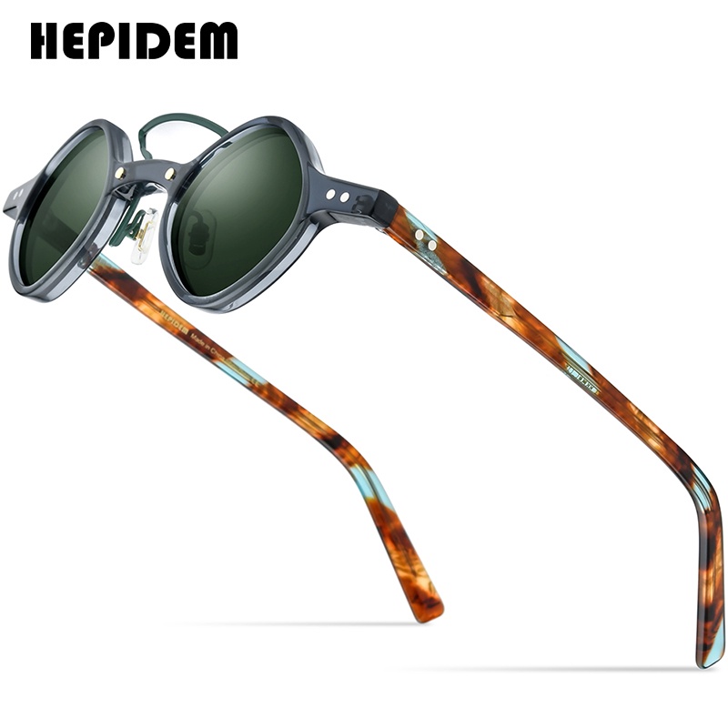 HEPIDEM Acetate Polarized Sunglasses Men 2022 New Retro Vintage Small Rhombus Sun Glasses for Women Shades 9184T RBRJ