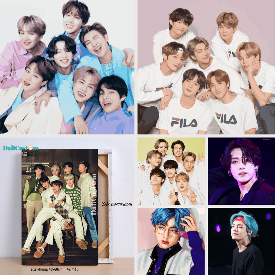 Tranh Tô Màu Số Hóa Bts V Jungkook Jimin Căng Khung Sẵn Dalicustom 24-36  Màu 40X50Cm 40X40Cm Hàng Có Sẵn | Shopee Việt Nam