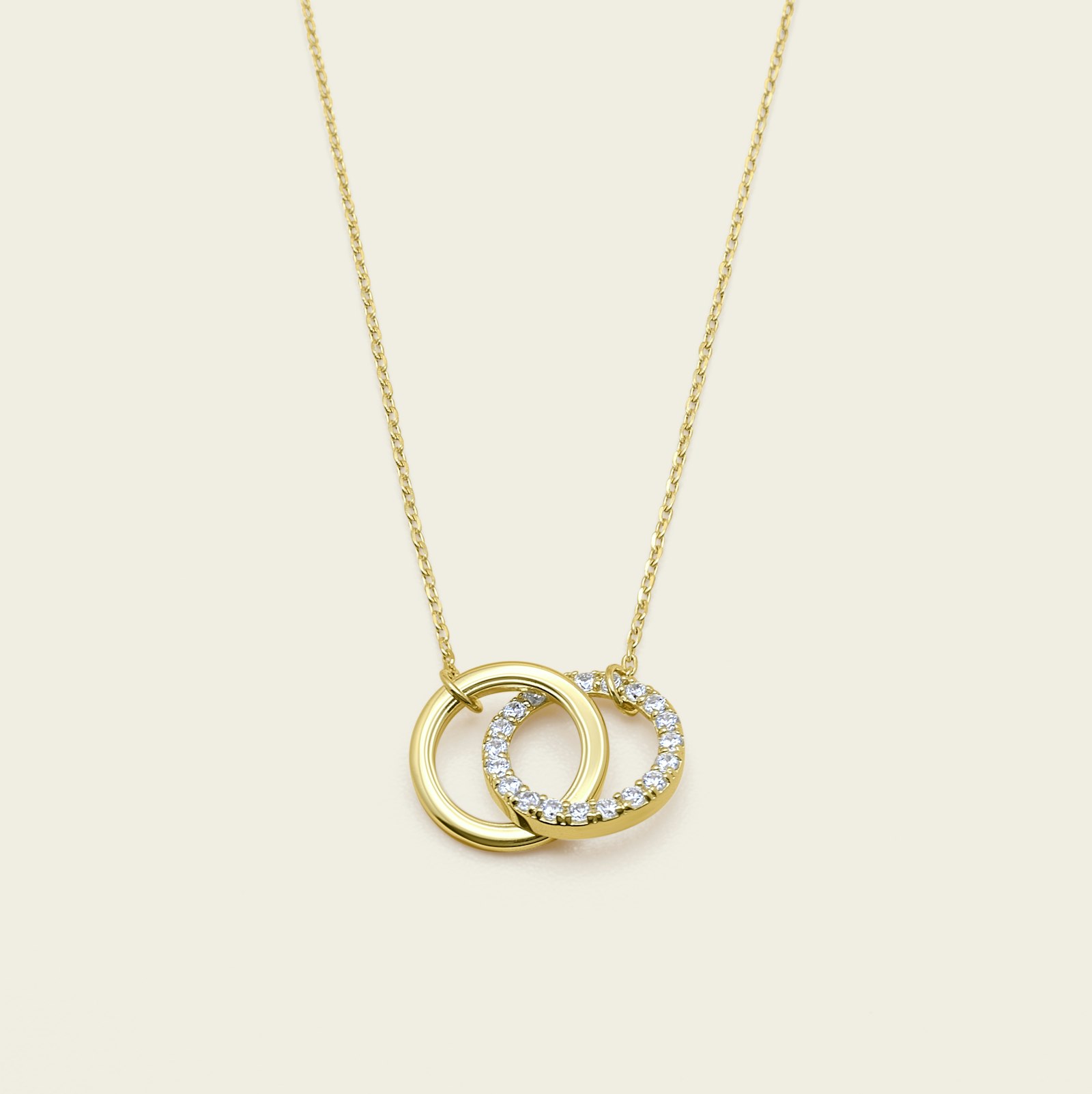 14k Solid Gold Diamond Interlocking Necklace