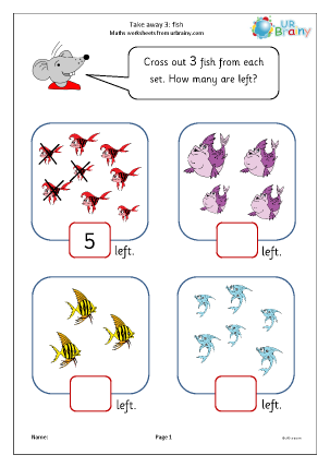 Preview of worksheet Take away three (2)