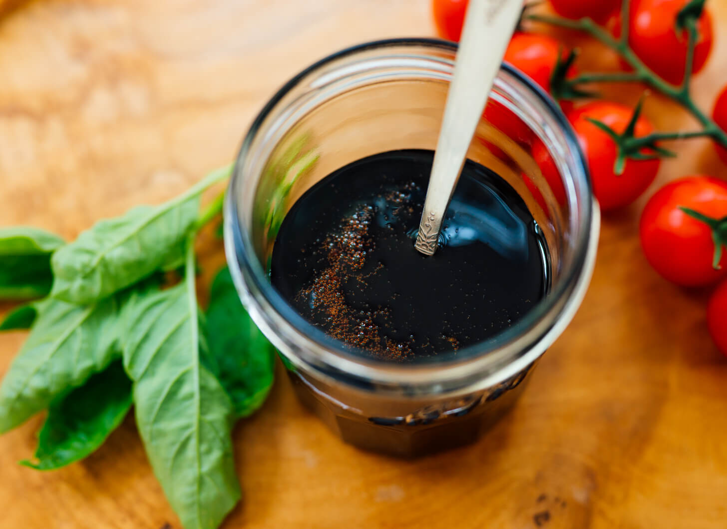 homemade balsamic reduction in jar