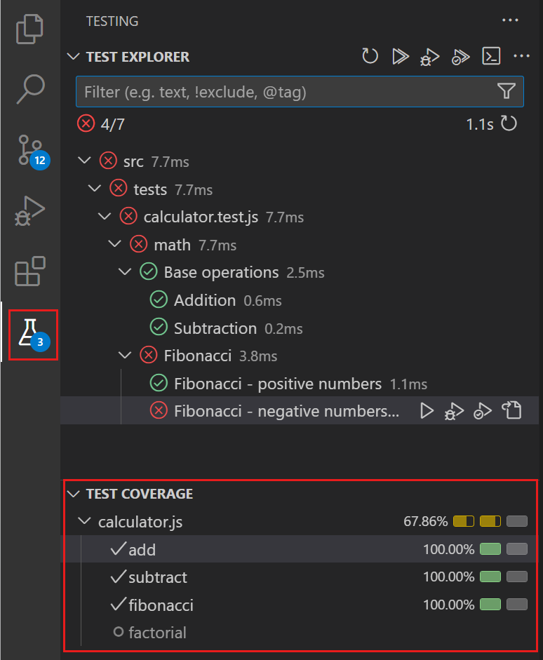 Test Coverage view