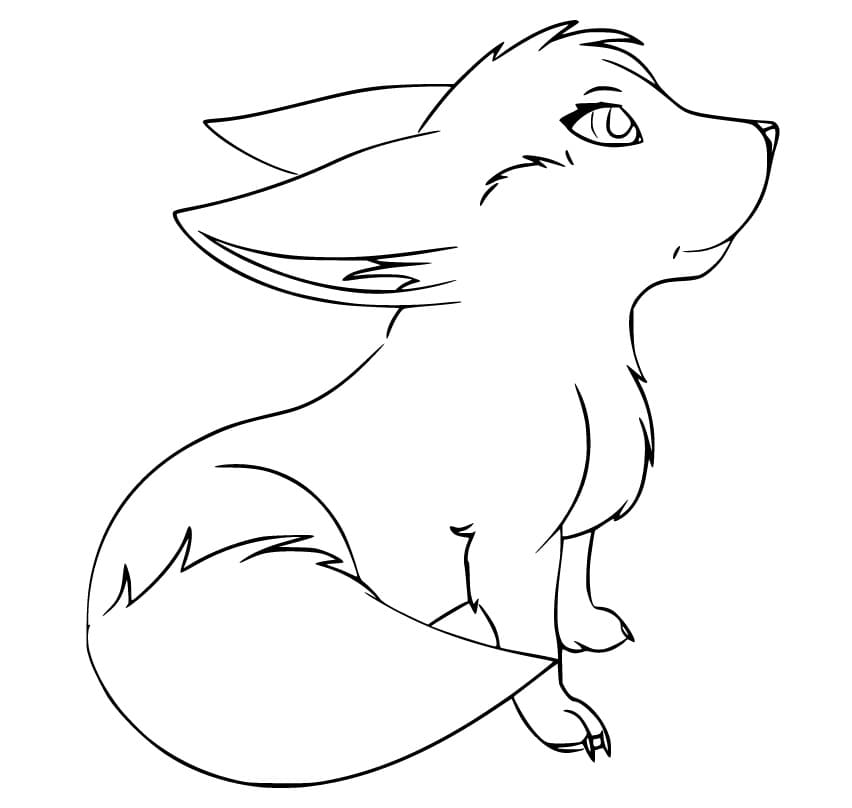 Kawaii Fennec Fox Coloring Page