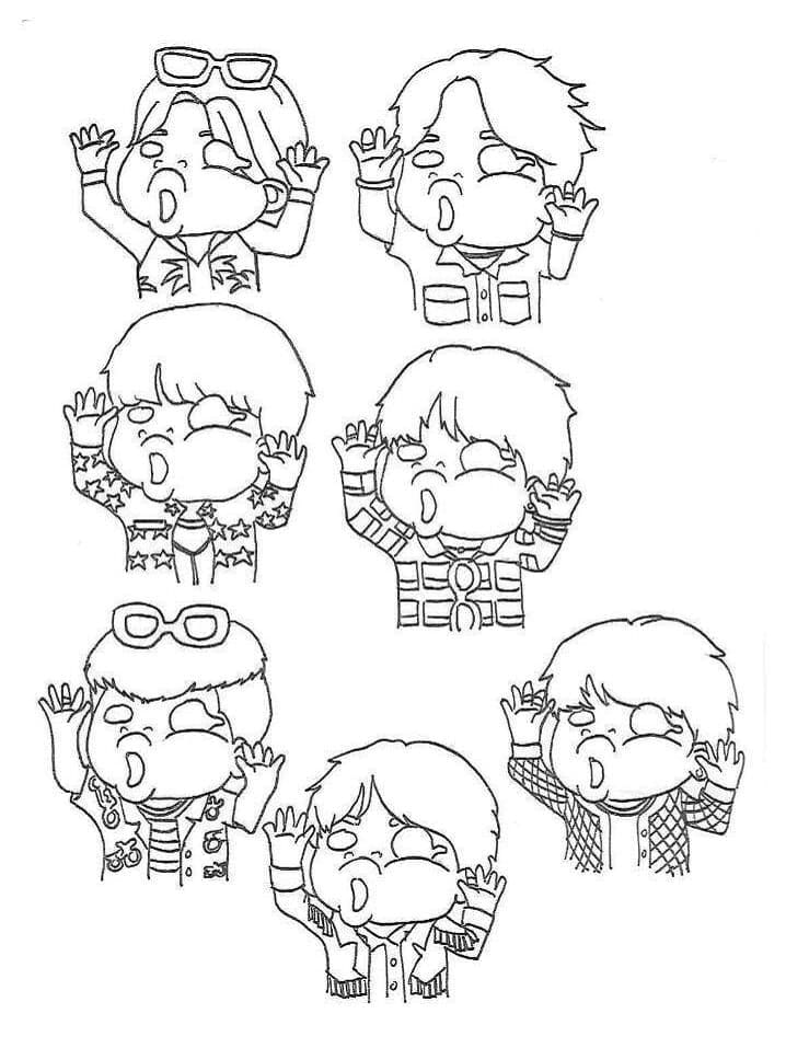 Chibi BTS coloring page