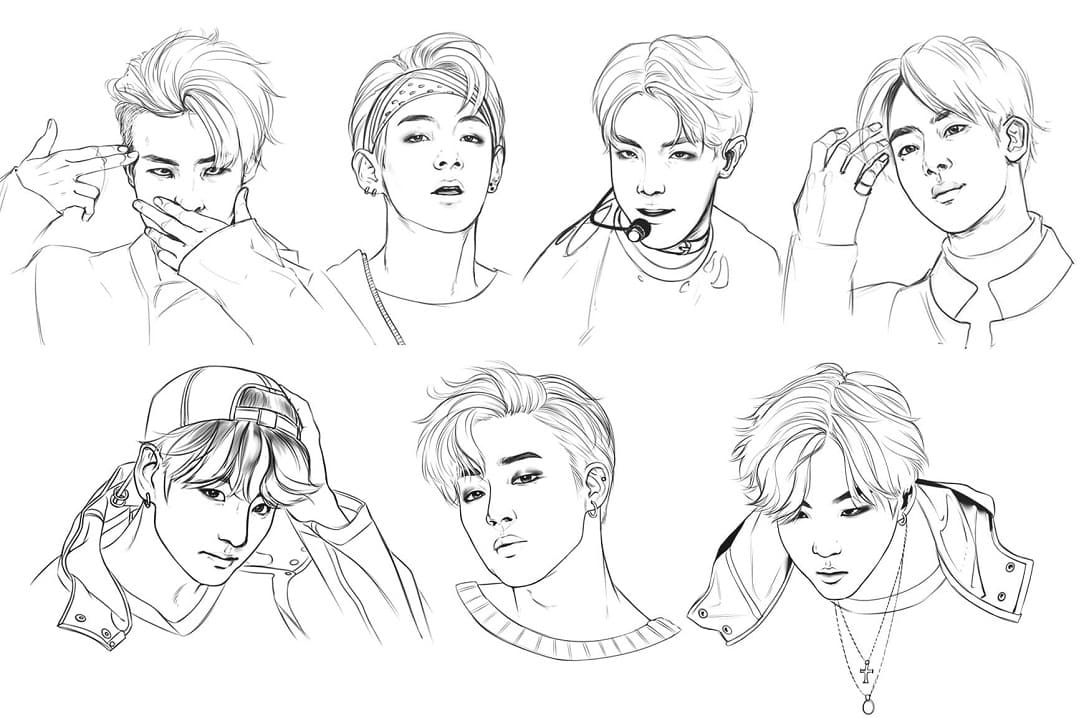 BTS Boy Band coloring page