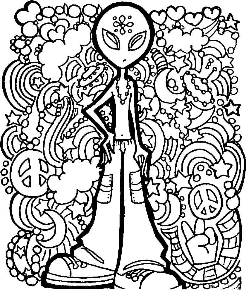 Alien Trippy coloring page