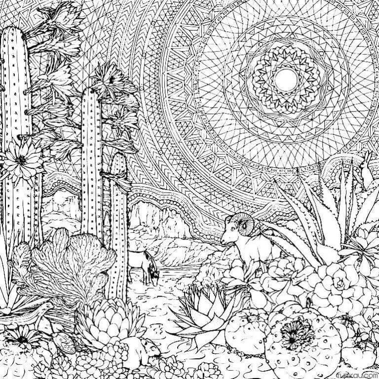 Horned Aries Trippy coloring page