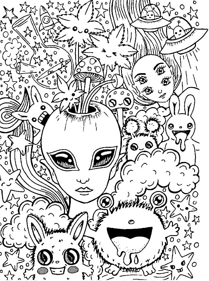 The Aliens Trippy coloring page