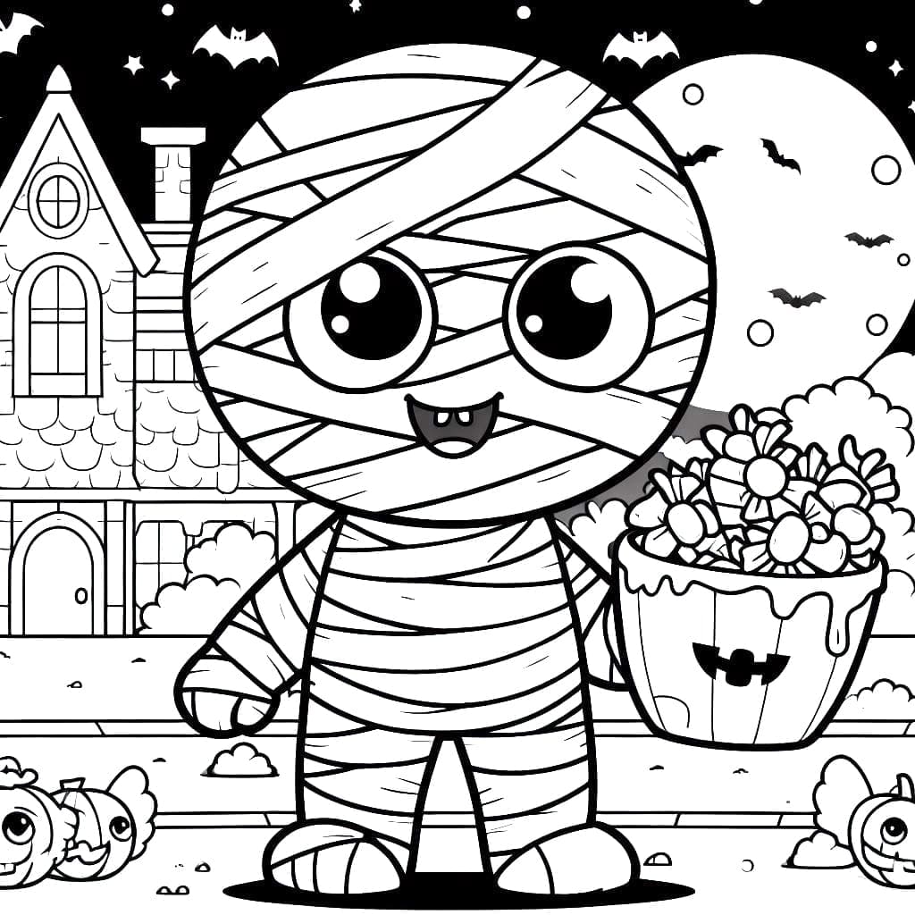 Halloween Cute Mummy coloring page