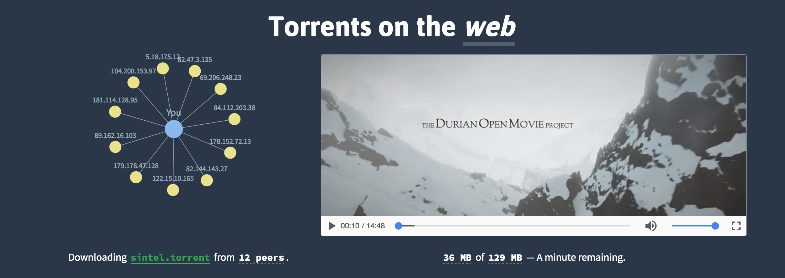 webtorrent ホームページ