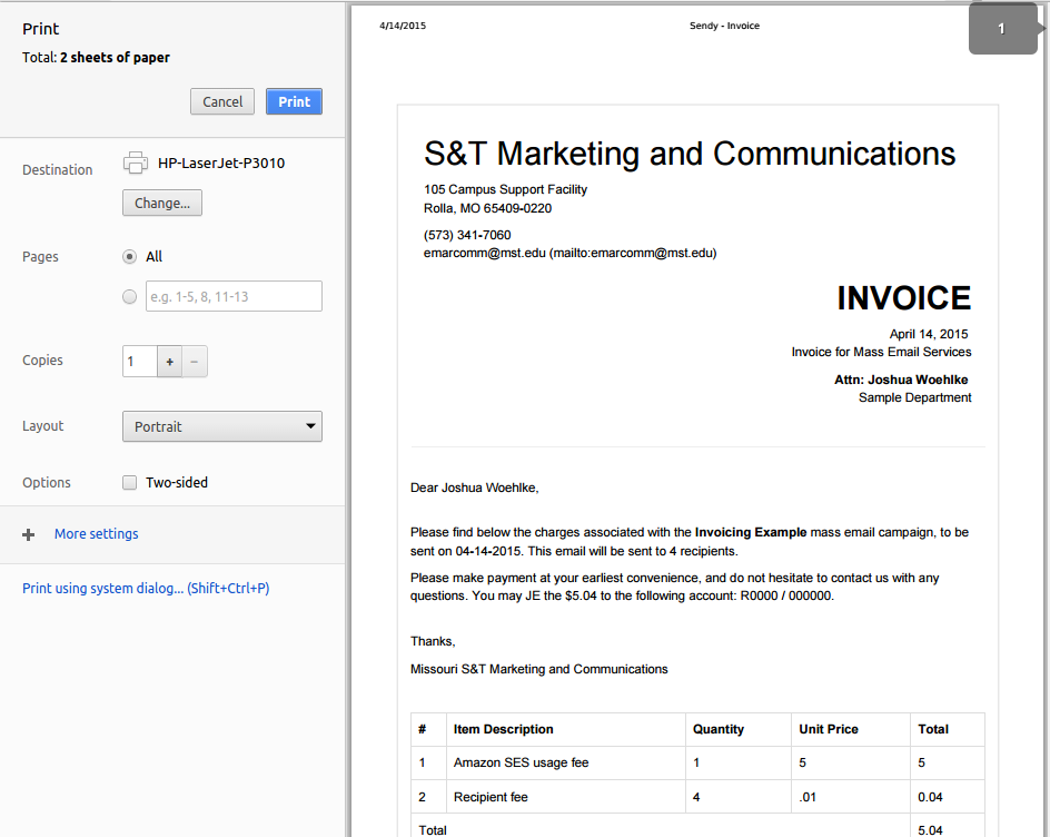 Print Invoice