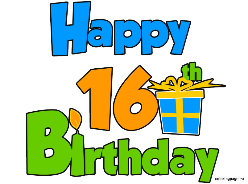 happy 16th birthday sign - Clip Art Library