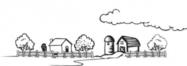 farm scene clip art black and white - Clip Art Library