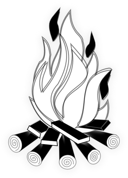 fire clip art black and white - Clip Art Library