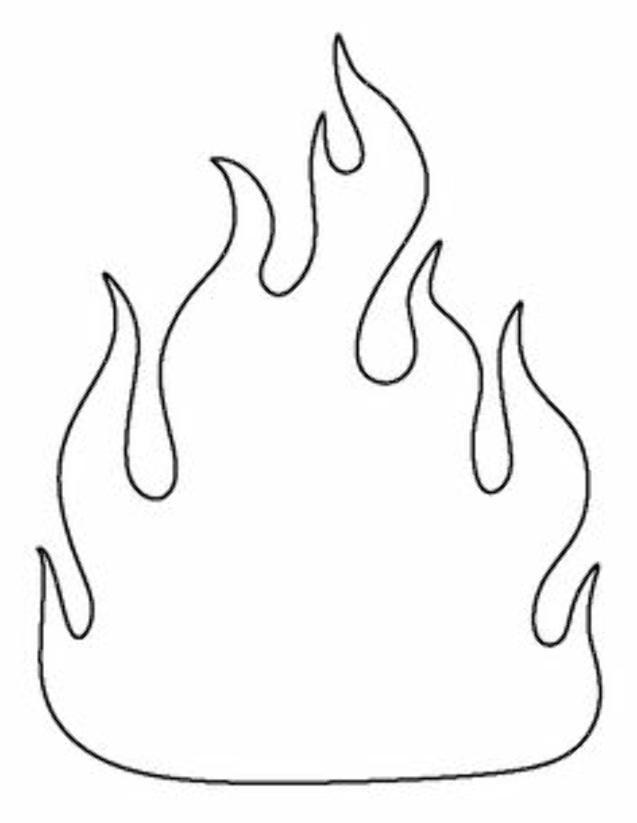 Flame Outline Flames Fire Coloring Drawing Clipart Pages Printable Clip ...