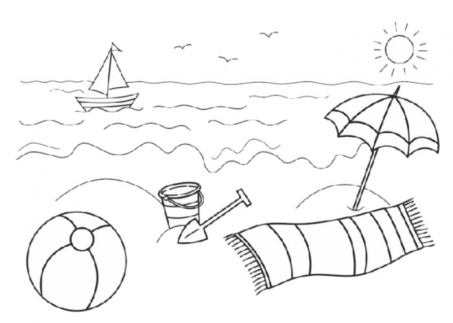 black and white clipart beach