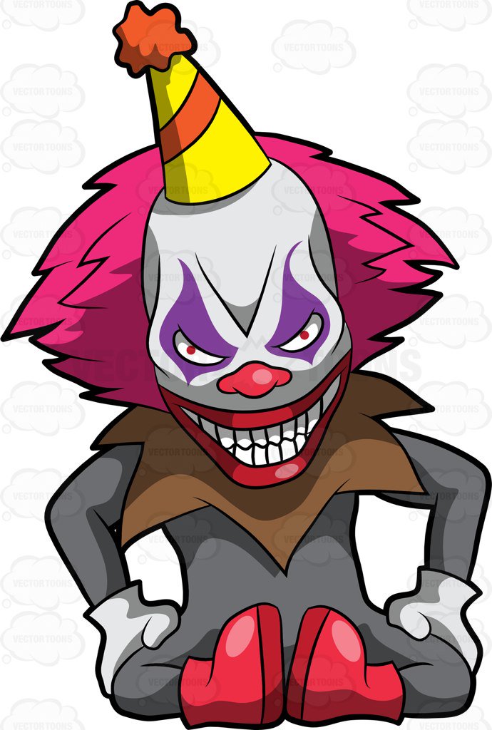 A Creepy Clown With A Weird Wig Clipart Cartoons By Vectortoons ...