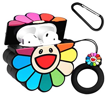 Joyleop(Sun Flower) Compatible with Airpods 1/2 Case Cover, 3D Cute Cartoon  Plant Funny Fun Cool Kawaii Fashion,Silicone Airpod Character Skin.