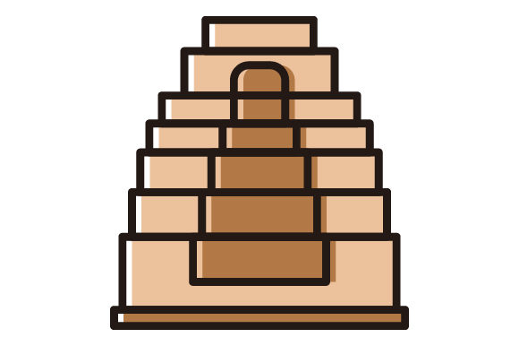 Pyramid Tower Filled Line Icon.