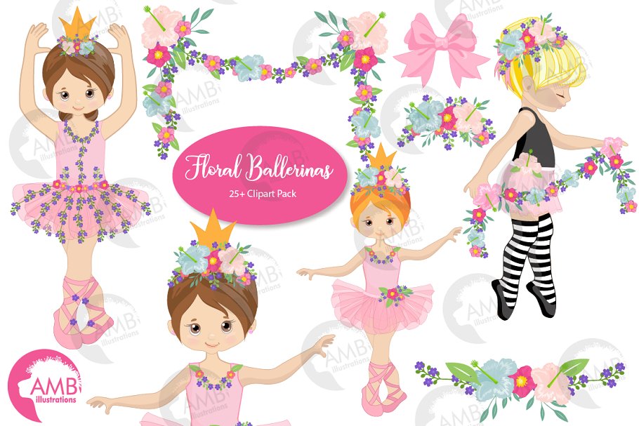 Floral Ballerina Clipart AMB.