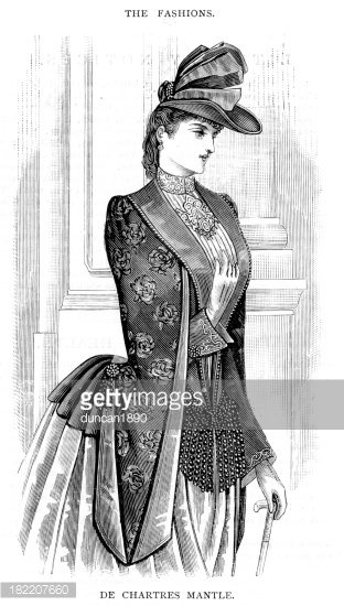 Victorian Fashion Young Woman 19th Century Stock Vector.