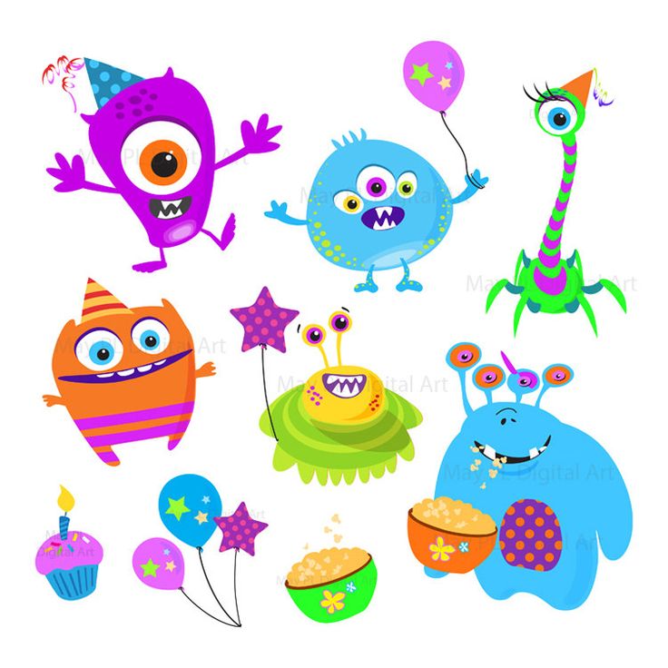 Cute Monster Birthday Clipart.