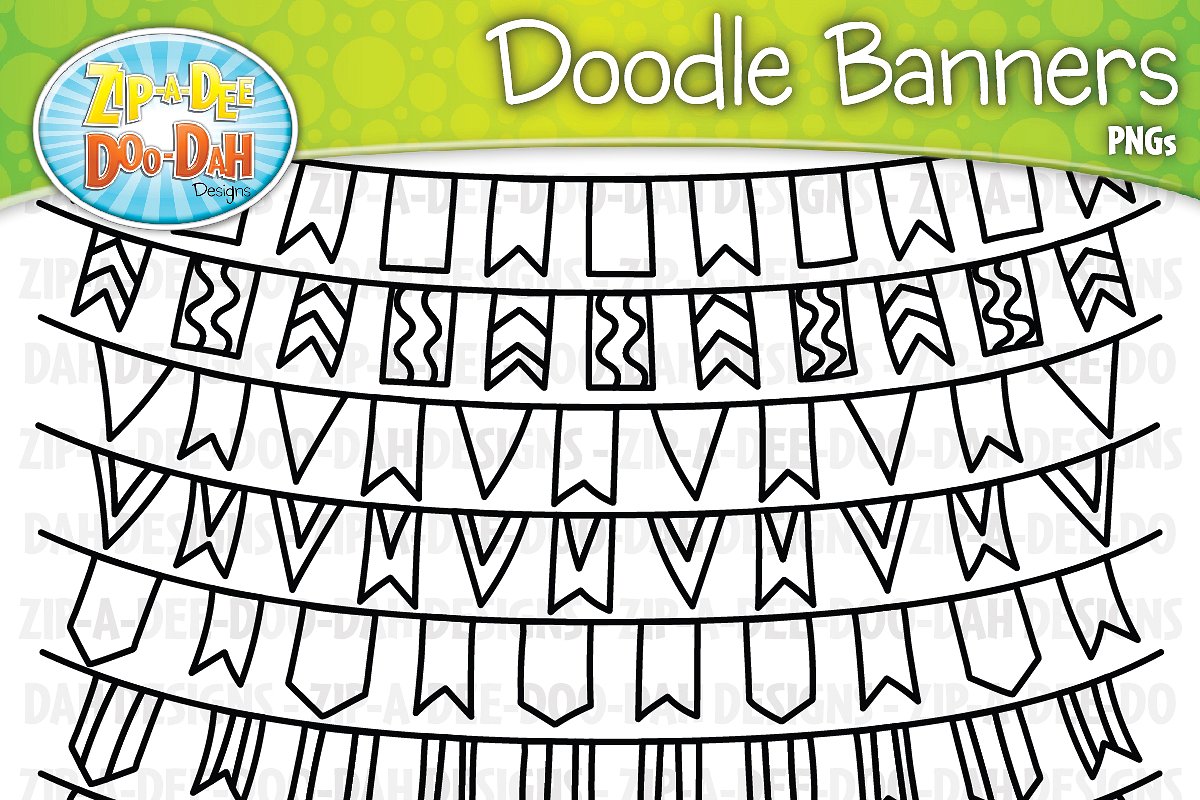 Doodle Banners Clipart Set 2.