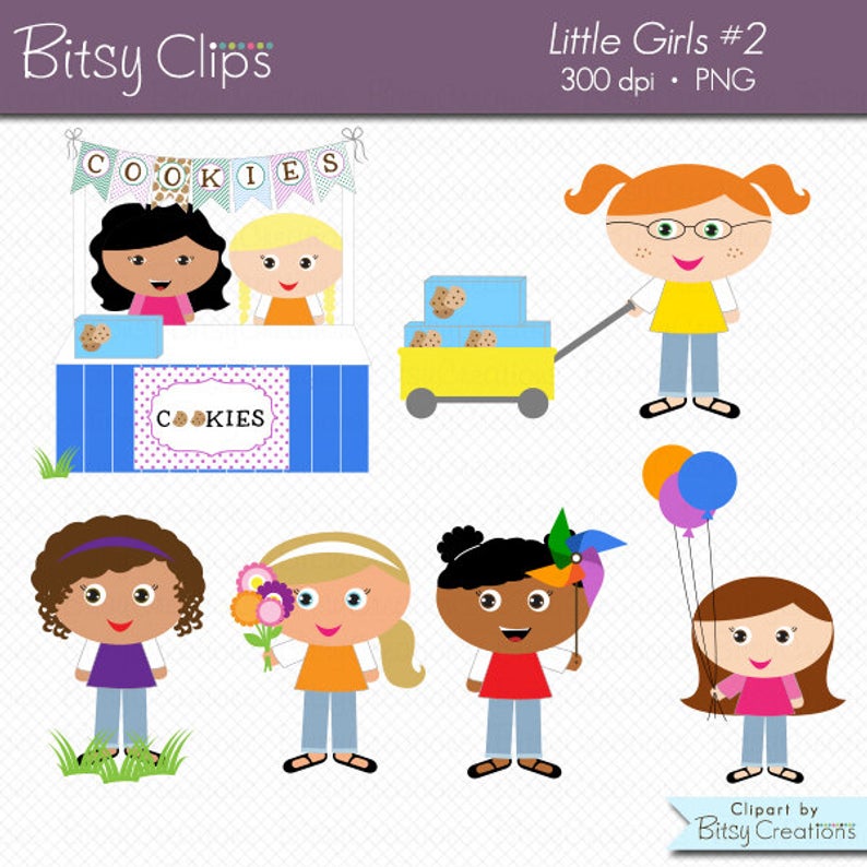 Little Girls Clipart Set.