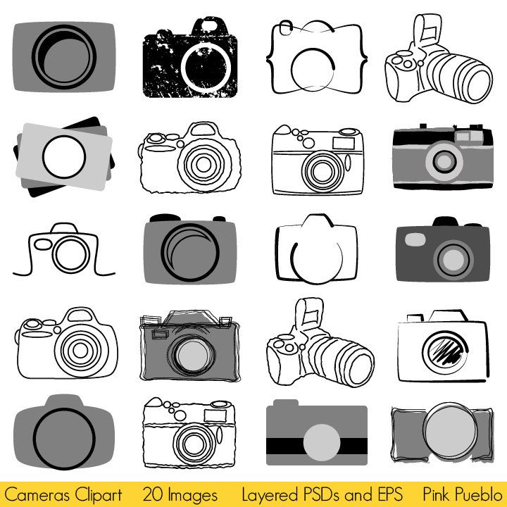 Camera Clipart Clip Art, Photography Logo Elements, Layered.