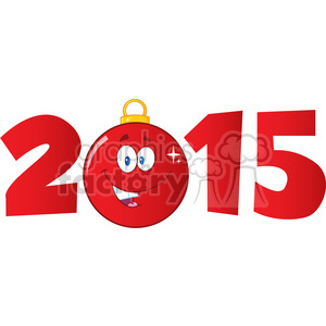 7006 Royalty Free RF Clipart Illustration 2015 Year With Cartoon Red  Christmas Ball clipart. Royalty.