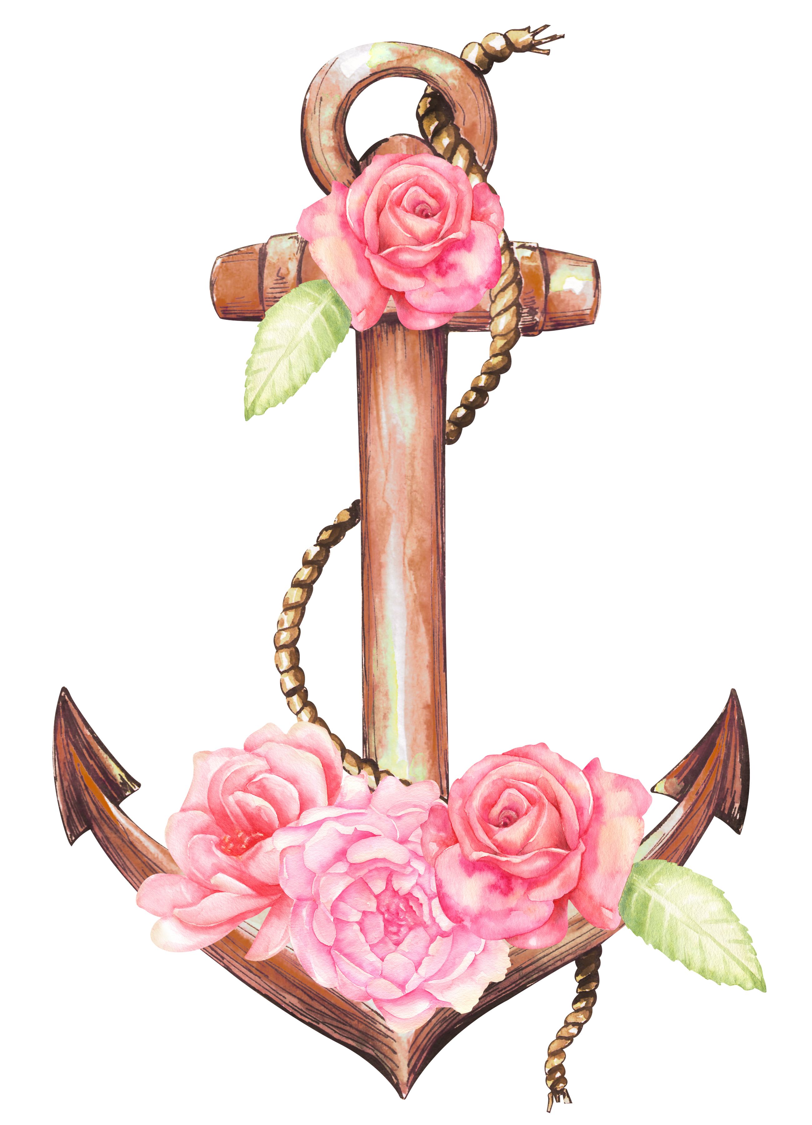 Anchor clipart/ flower clipart/ sea/ nautical clipart/ beach.