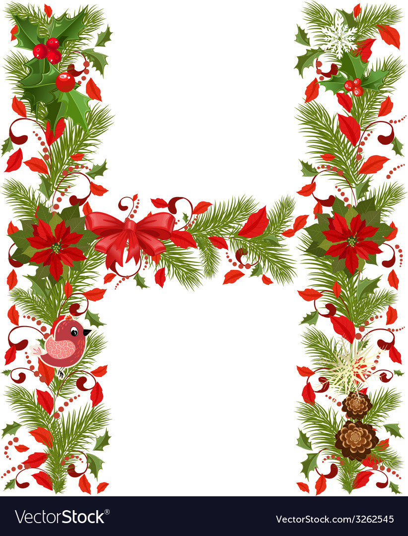 Christmas floral tree letter H.