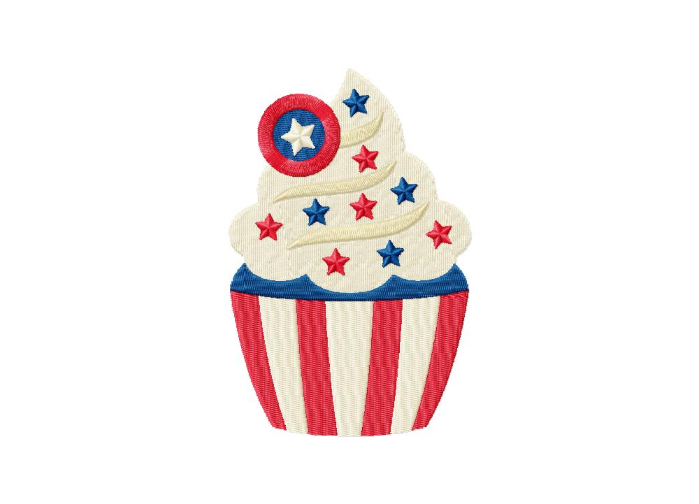 4th of July White Cupcake with Red and Blue Sprinkles.