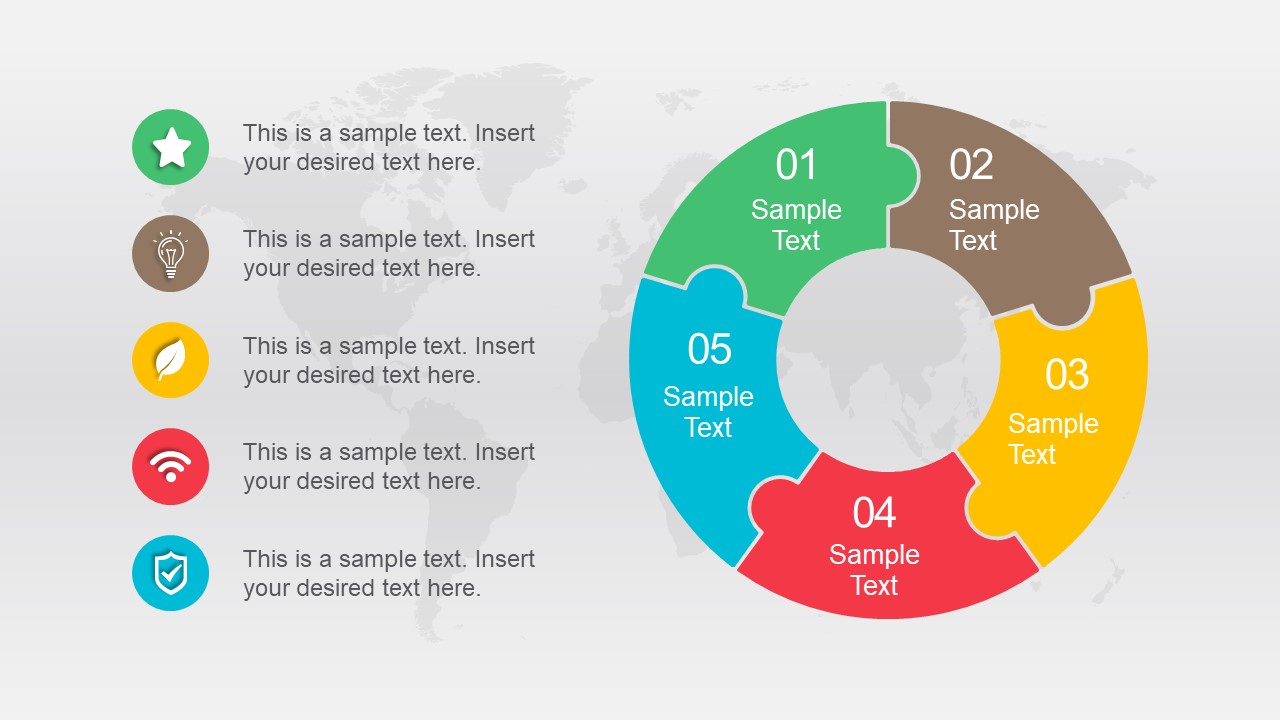 Free Animated Five Segments Puzzle Diagram.