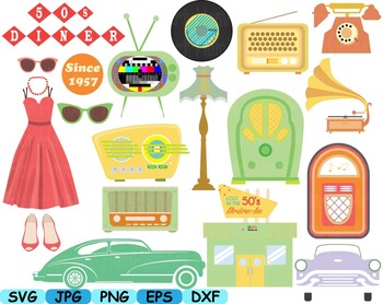 Vintage Music retro radio clip art svg cars car Rock And Roll party 60s 50s  114S.