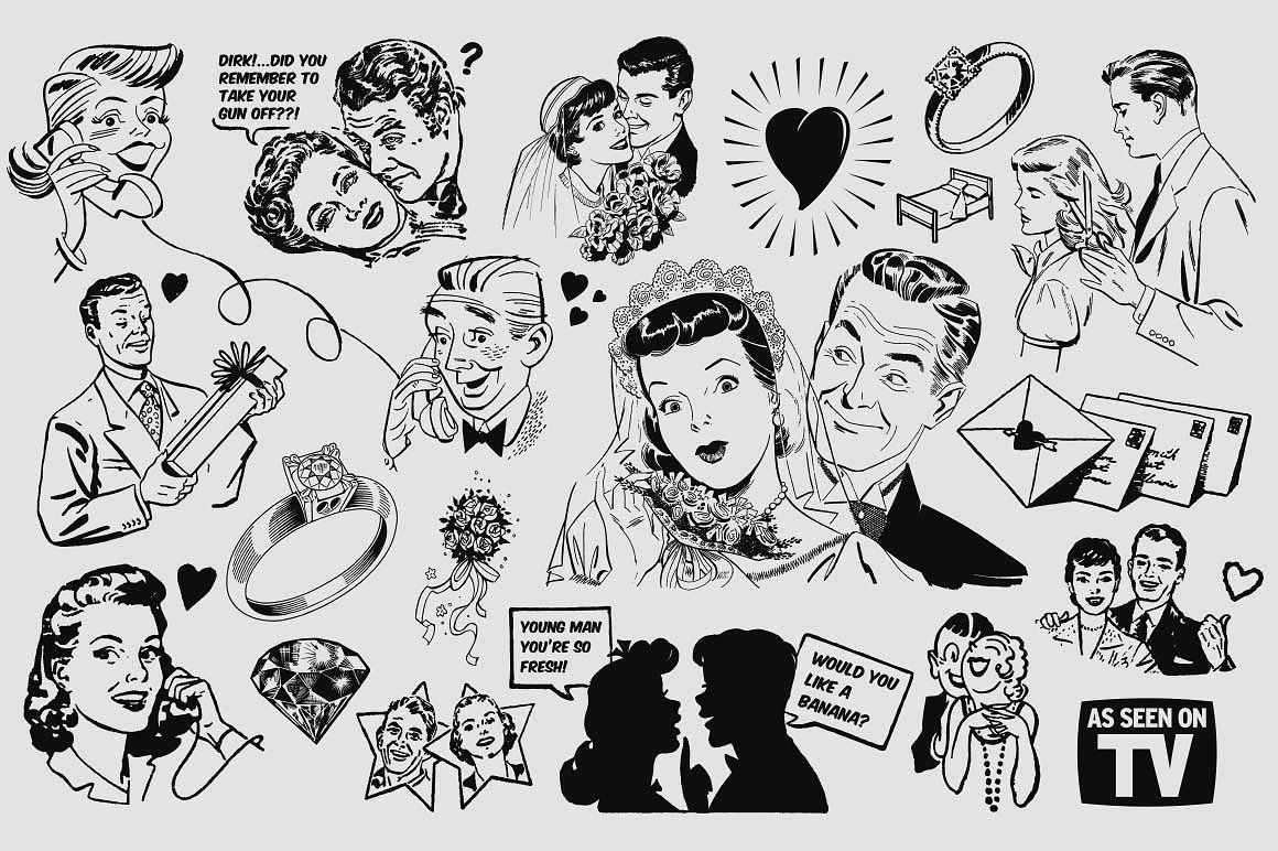 50s Love by Retro Vectors on @creativemarket in 2019.