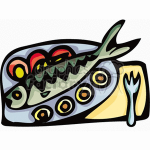 fish dinner plate clipart. Royalty.