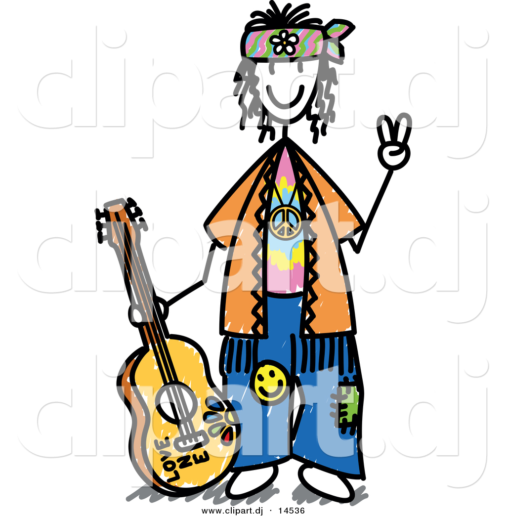 Hippie Guitar Clipart.