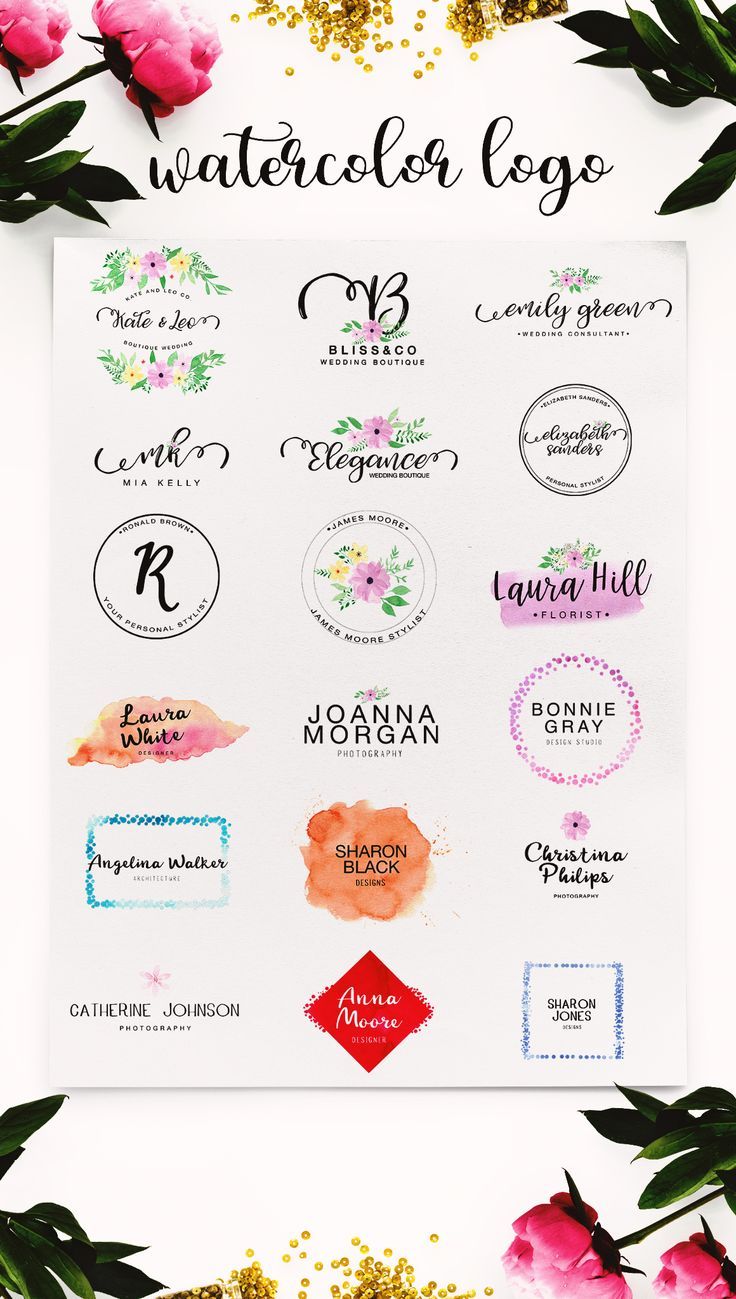 Watercolor Logo Kit 8 Fonts.