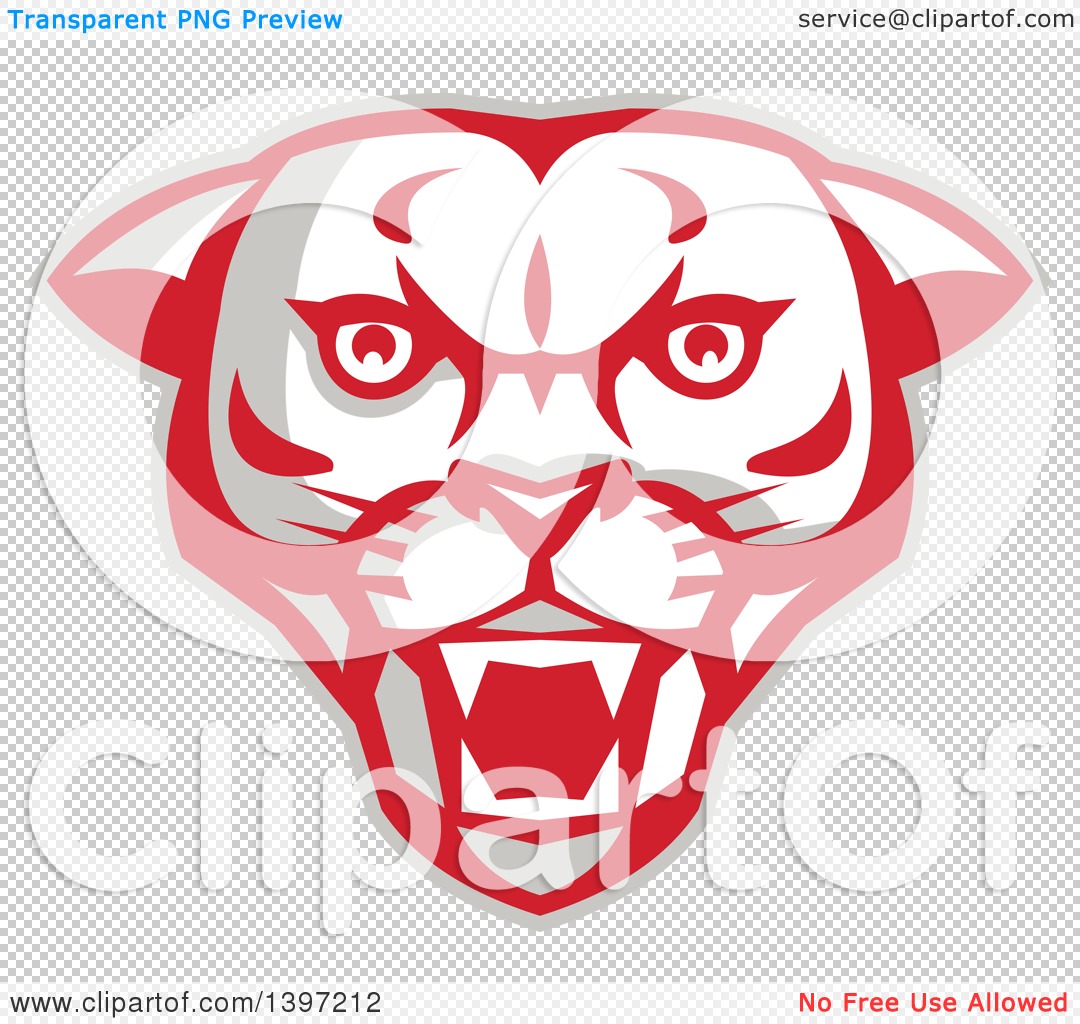 Clipart of a Retro Fierce Mountain Lion Puma Cougar Face.