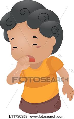 Coughing Kid Clip Art.