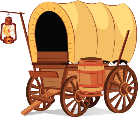 Horse and covered wagon clipart.