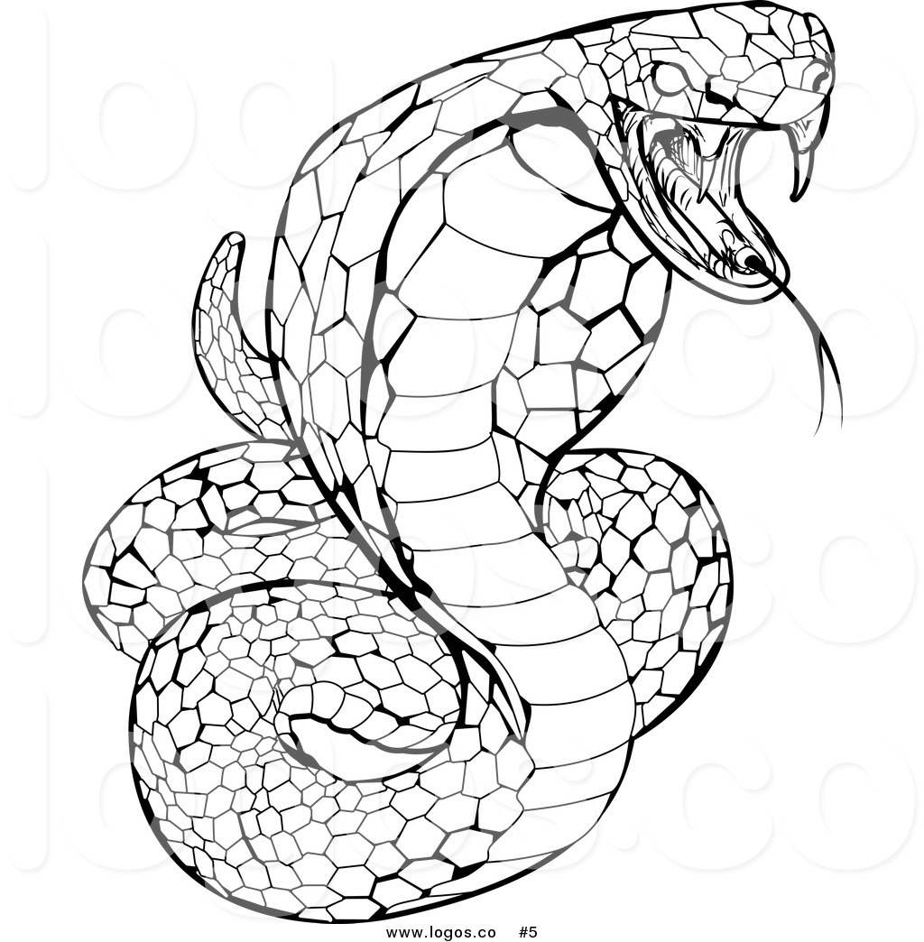 Royalty Free Stock Logo of a Black and White Venomous Cobra.