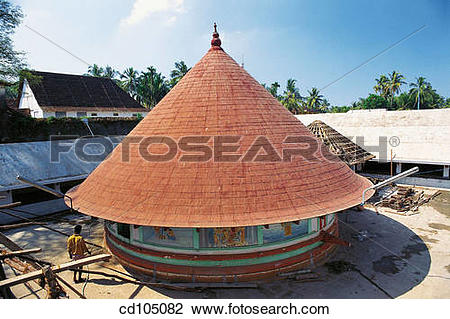 Stock Photo of Round Krishna temple. Cochin. Kerala, India.