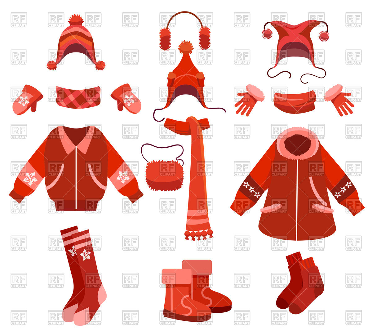 Cartoon woman winter clothes and female cold weather accessories Stock  Vector Image.