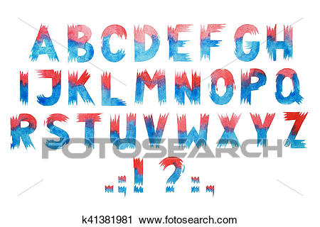 Colorful watercolor aquarelle font type handwritten hand draw abc alphabet  letters Clip Art.