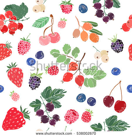 Seamless Pattern Colorful Berries Vector Stock Vector 538002670.